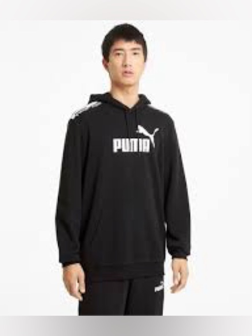 PUMA - Amplified Logo Casual Sports Pullover Hooded Sweater Men's Black sz Small